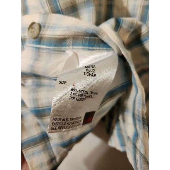 Woolrich Shirt Mens L Seersucker Performance Modal Blend Fishing Short Sleeve - Picture 6 of 6